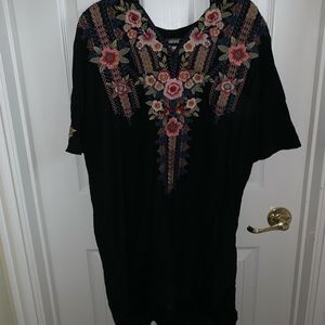 black & floral dress